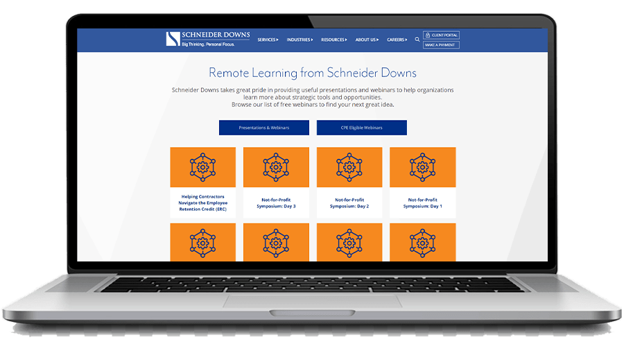 Remote Learning from Schneider Downs Landing page image